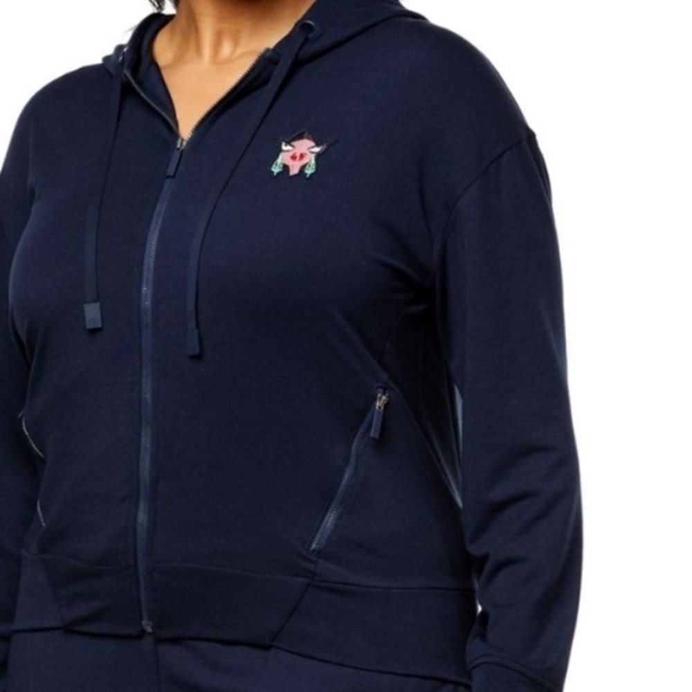 Badgley Mischka Sweatshirt woman’s navy plus logo Zip-Front Hoodie New Sz 3X